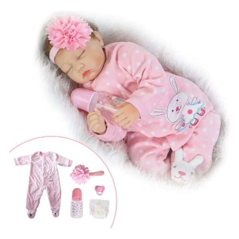 LSABEL RENACI - 55cm Muñeca Bebé Reborn Bebé Niña De Silicona Y Algodón