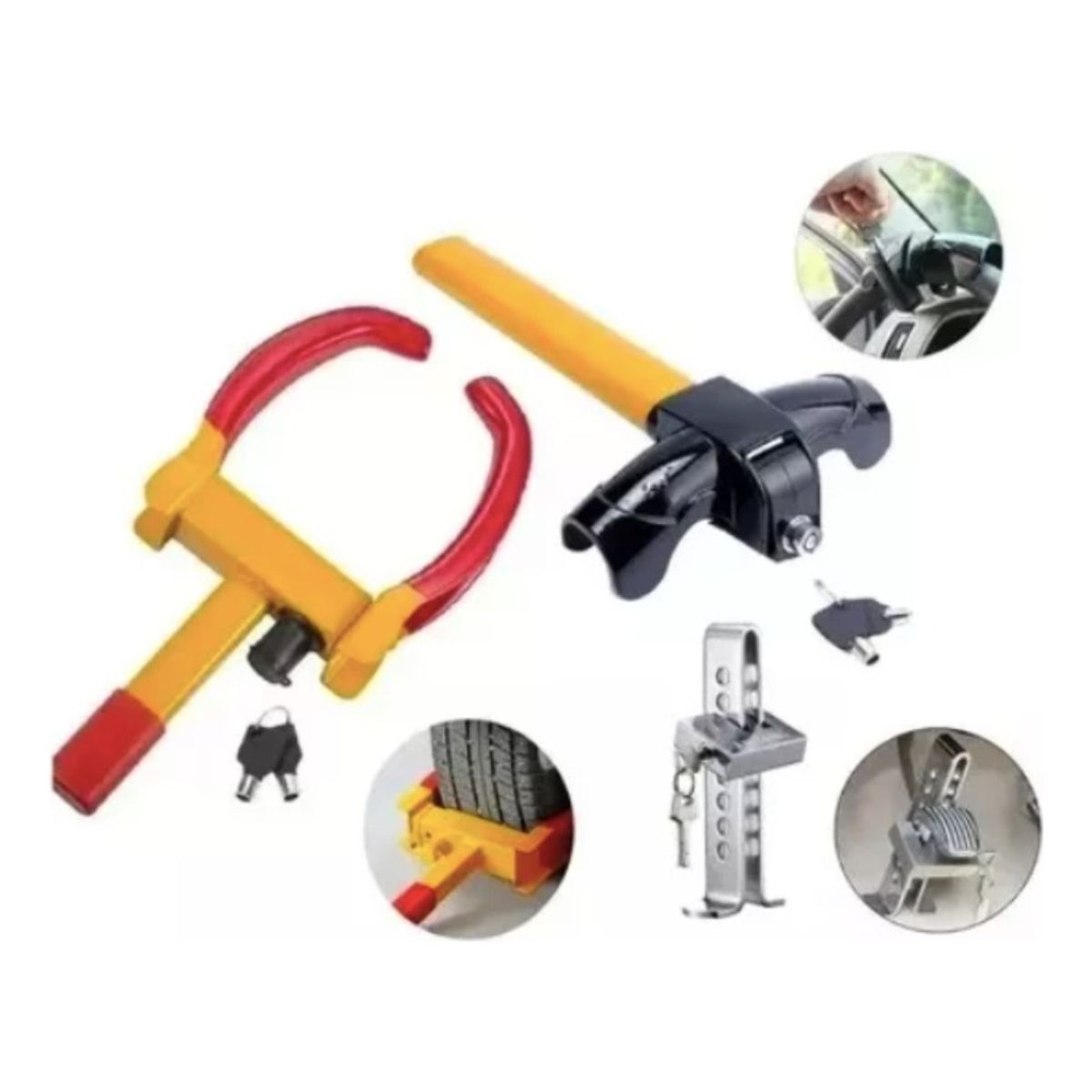 U BUY - Pack Traba Rueda Auto Tranca Volante Pedal Volante Antirrobo