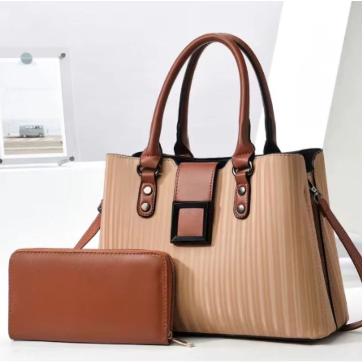 GENERICO - Bolso de gran capacidad de PU  cremallera  Chavelly estilo americano.