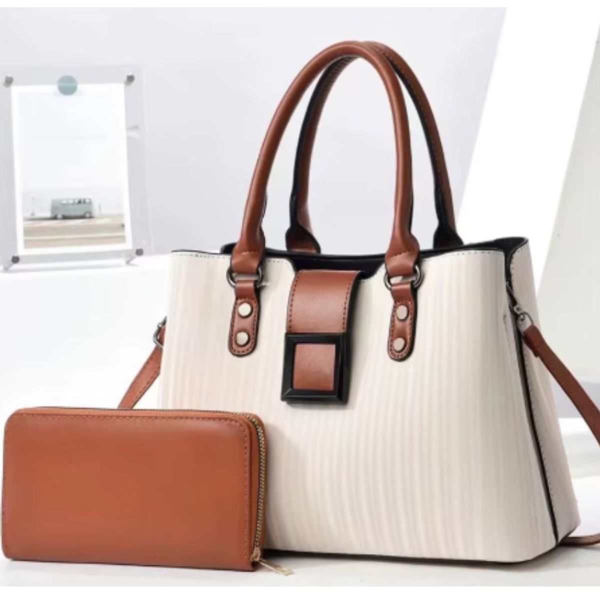 GENERICO - Bolso de gran capacidad de PU  cremallera  Chavelly estilo americano.