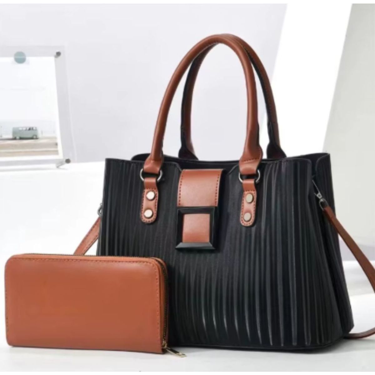 GENERICO - Bolso de gran capacidad de PU  cremallera  Chavelly estilo americano.