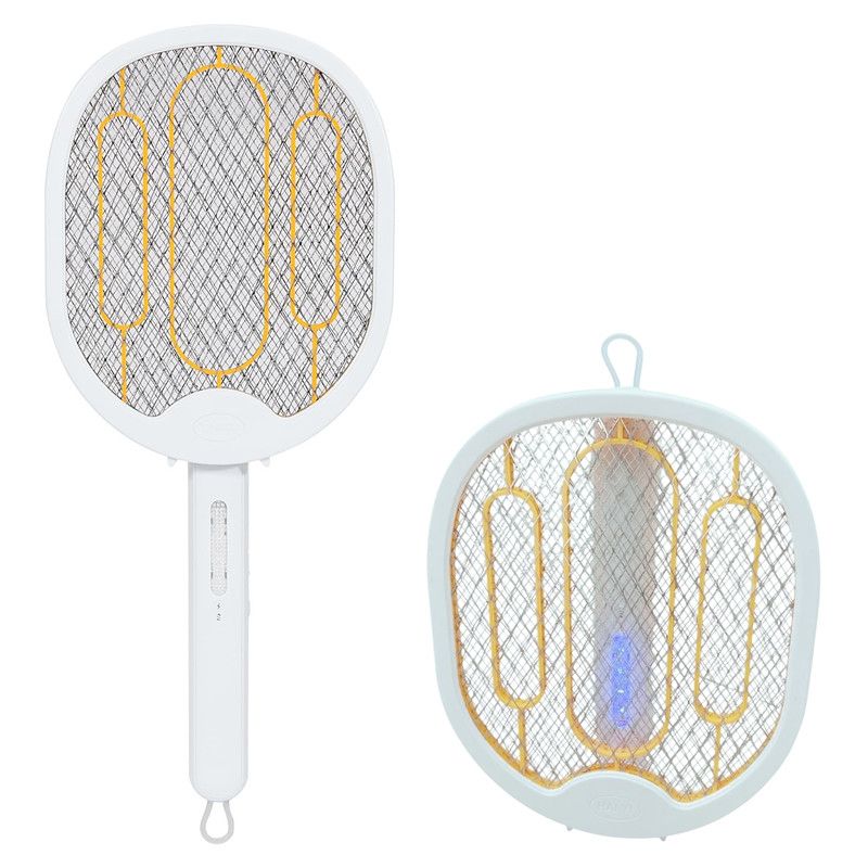OEM - Raqueta Plegable 180° Mata Mosca Mosquito Recargable Con Usb Blanco
