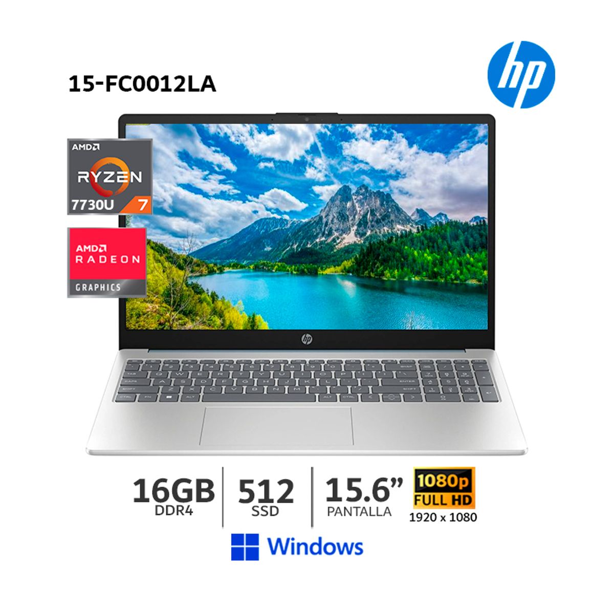 HP - Laptop HP 15-FC0012LA AMD Ryzen 7 7730U 16Gb Ram/ 512Gb SSD/ 15.6”FHD/Radeon Graphics/ 802N1LA CSI