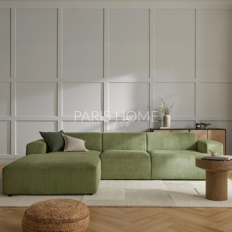 GENERICO - Sofá Izquierdo Seccional Esquinero 4 Plz Gala Pana - Verde Oliva