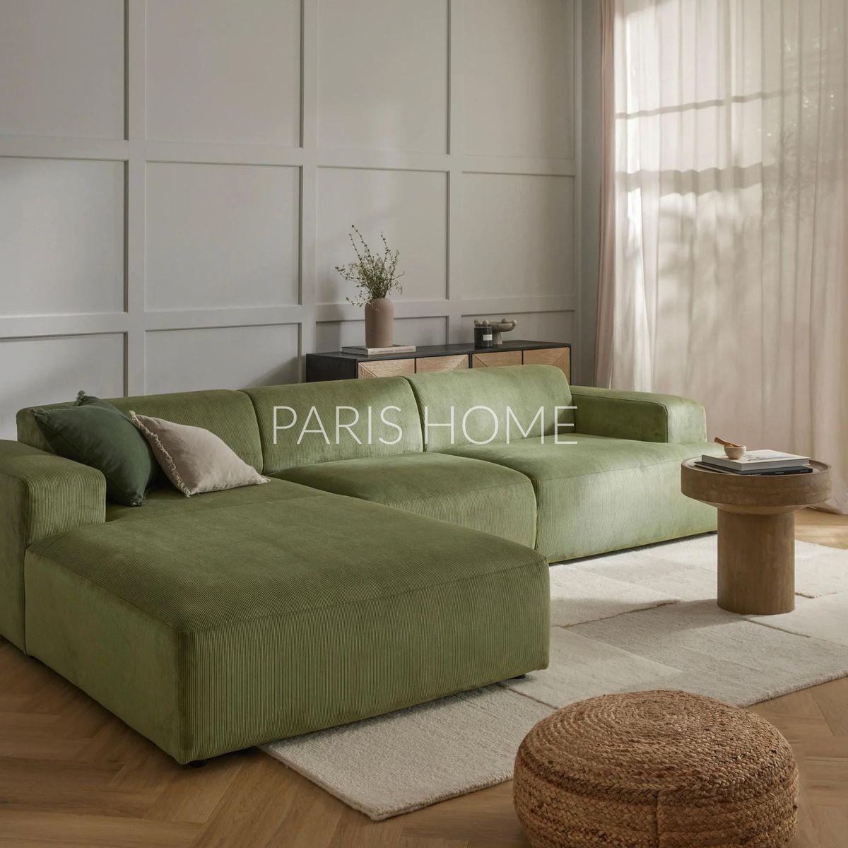 GENERICO - Sofá Izquierdo Seccional Esquinero 4 Plz Gala Pana - Verde Oliva
