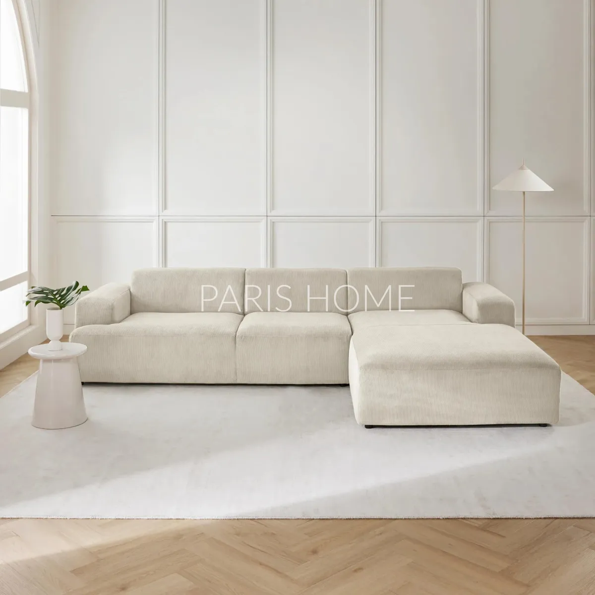 GENERICO - Sofá Derecho Seccional Esquinero Gala 4 Plz Pana - Beige Claro