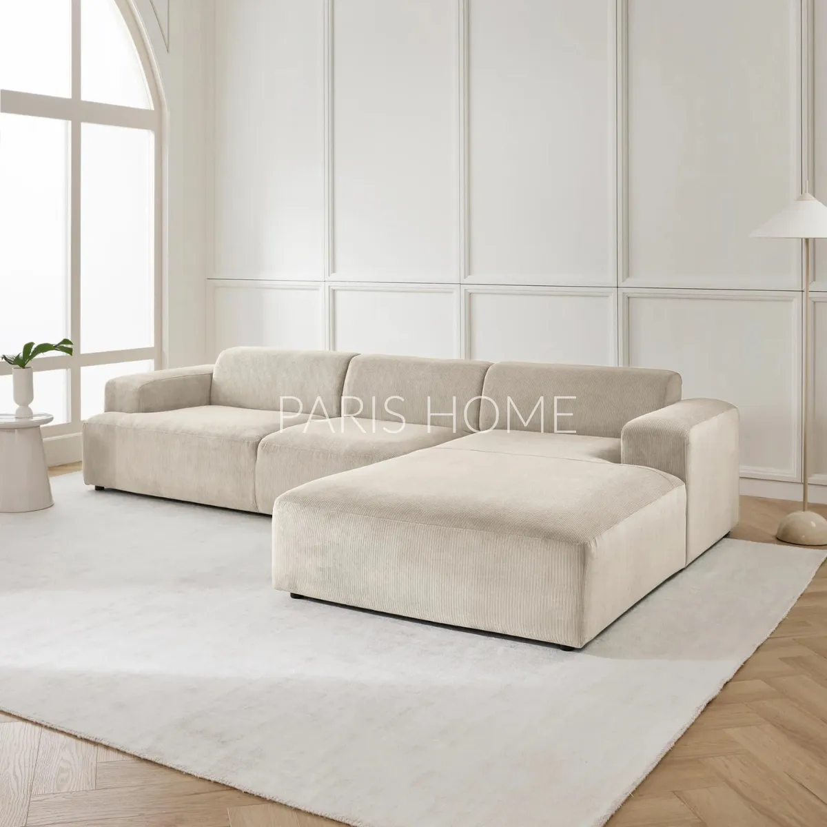 GENERICO - Sofá Derecho Seccional Esquinero Gala 4 Plz Pana - Beige Claro