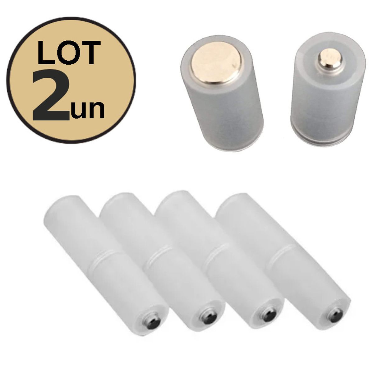 GENERICO - PACK X2 Adaptador De Pila Aaa A Pila Aa Transformador Conversor