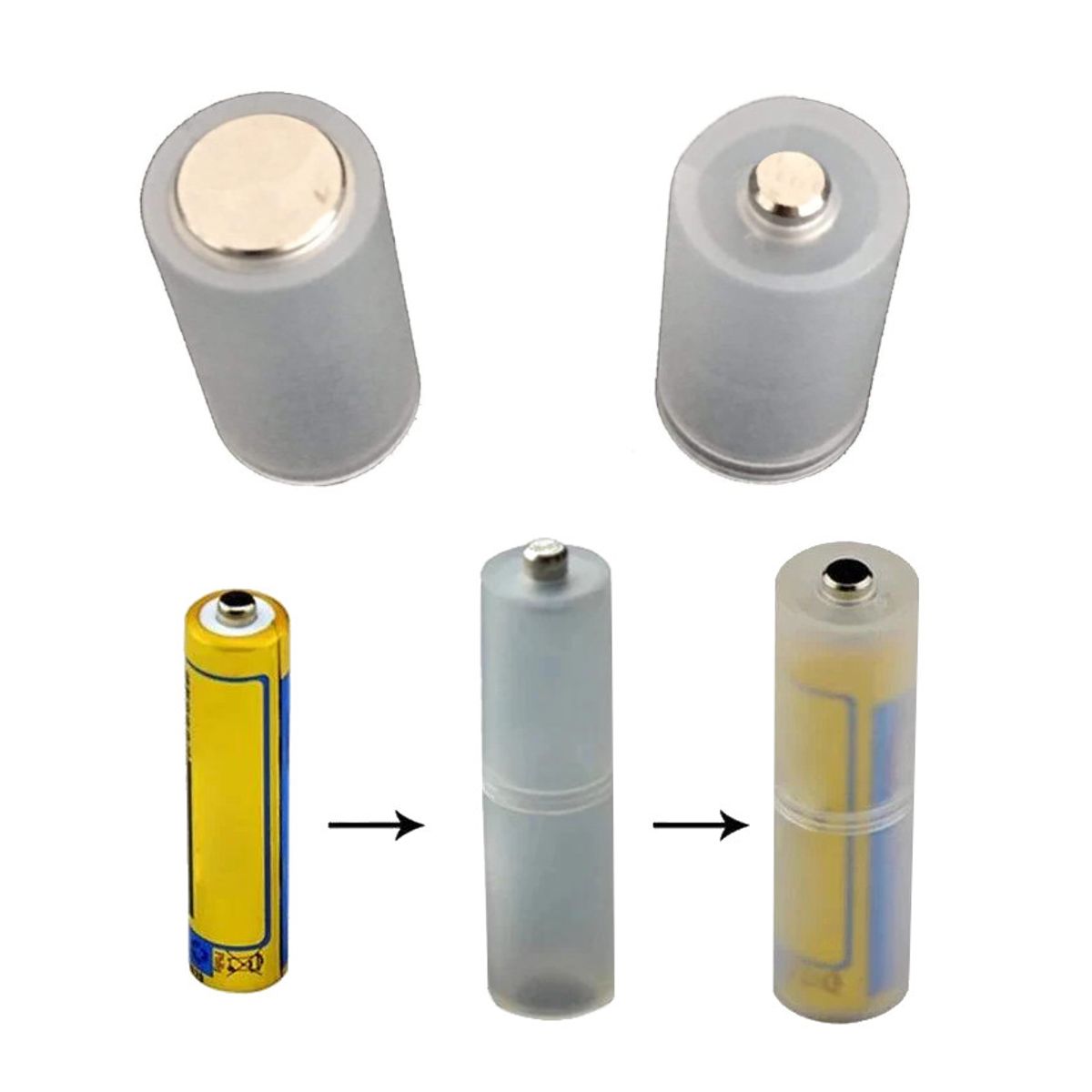 GENERICO - PACK X4 Adaptador De Pila Aaa A Pila Aa Transformador Conversor