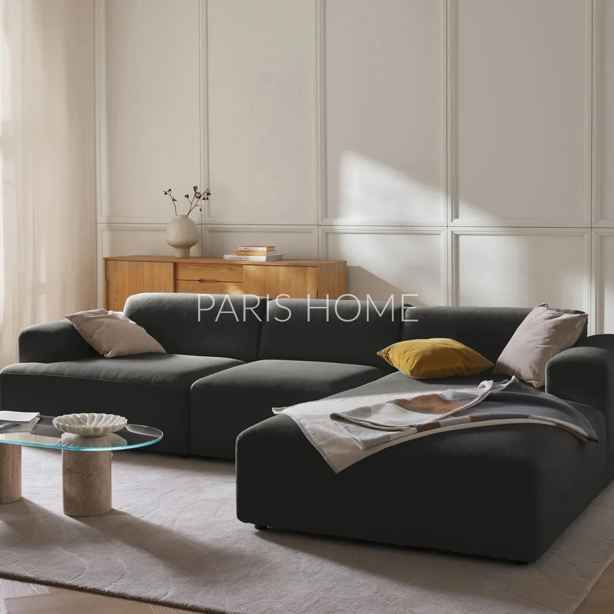 GENERICO - Sofá Derecho Seccional Esquinero Gala 4 Plz Tejido - Gris Oscuro