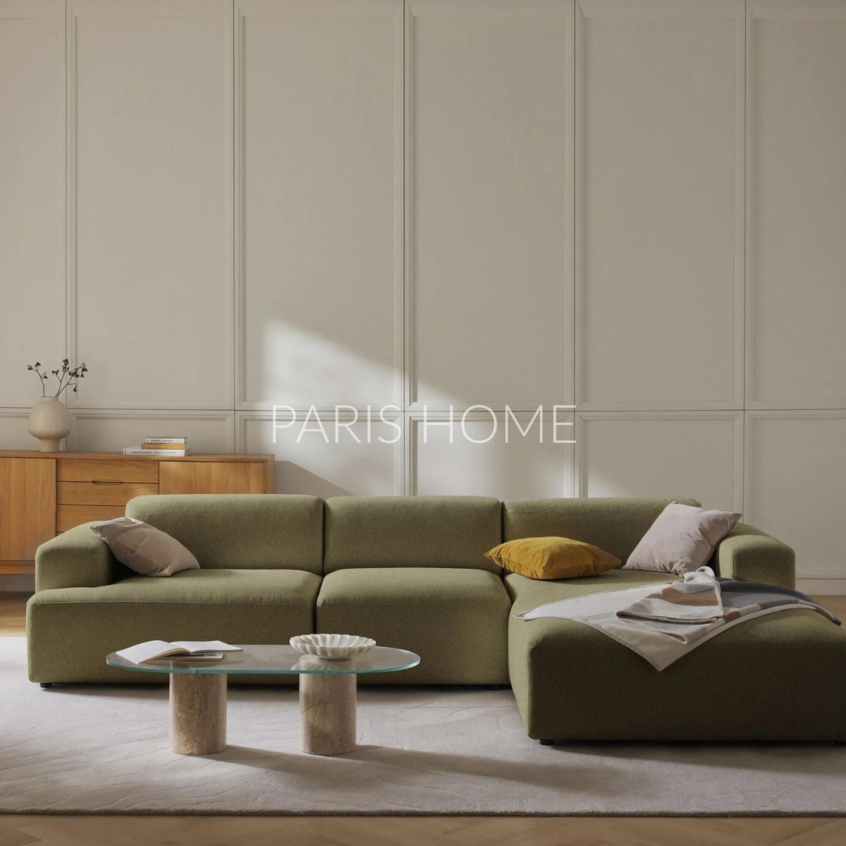 GENERICO - Sofá Derecho Seccional Esquinero Gala 4 Plz Tejido - Verde Oliva