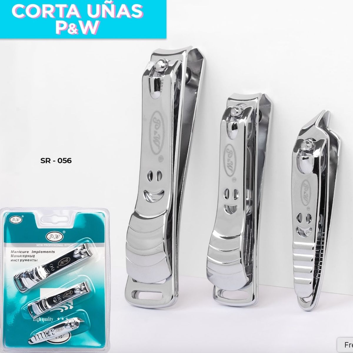 GENERICO - Set De 3 Corta Uñas De Acero P&W Modelo Cuadrado