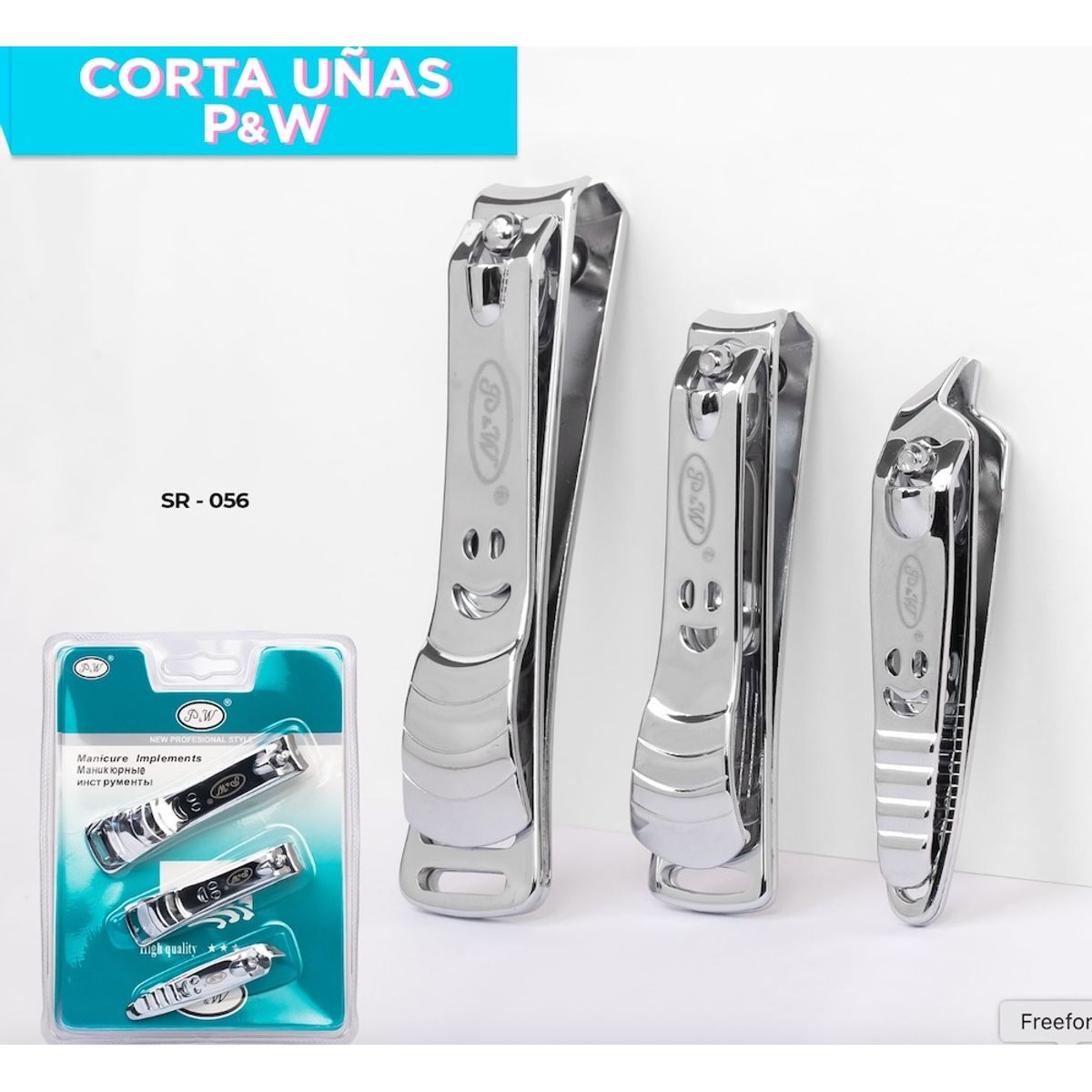 GENERICO - Set De 3 Corta Uñas De Acero P&W Modelo Cuadrado