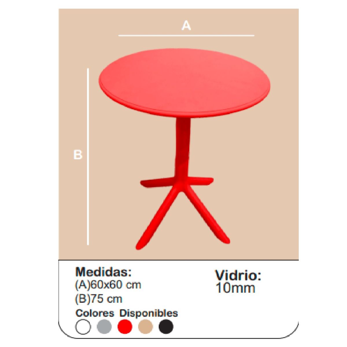 TU MESITA - Mesa Circular de Comedor Fiore Varios colores TU MESITA