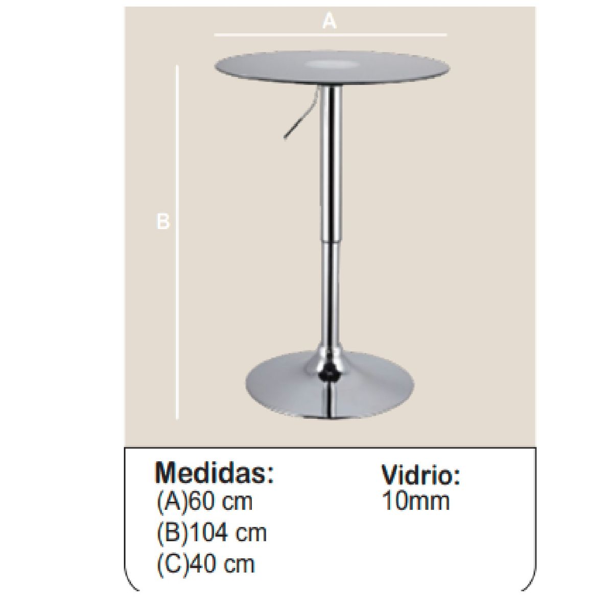 TU MESITA - Mesa Minimalista de Acero Circular Pamela Vidrio TU MESITA