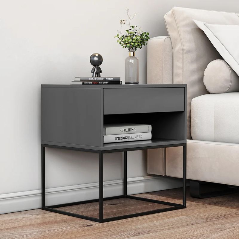 R&R MUEBLES - Velador Moderno Hoshi Gris R&R MUEBLES