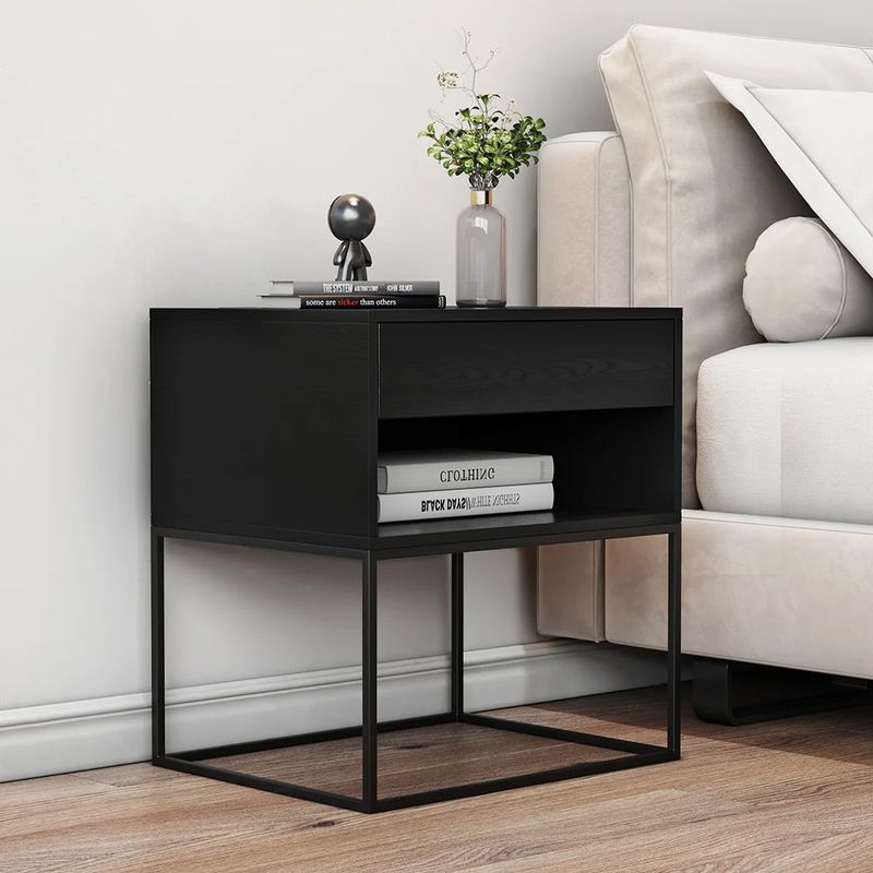 R&R MUEBLES - Velador Moderno Hoshi Negro R&R MUEBLES