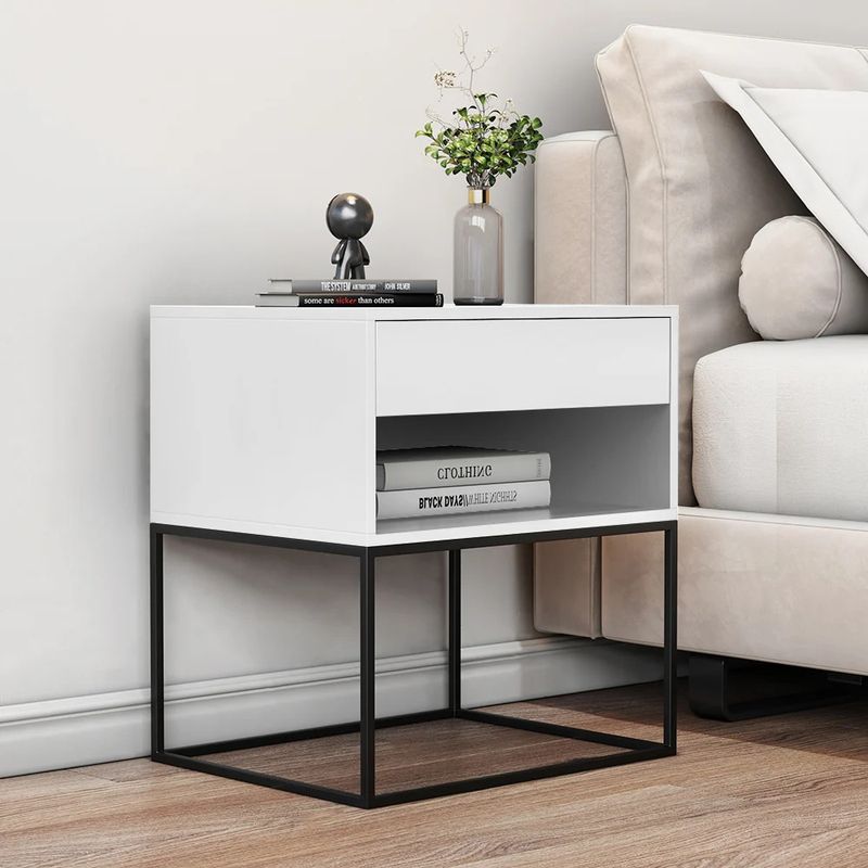 R&R MUEBLES - Velador Moderno Hoshi Blanco R&R MUEBLES