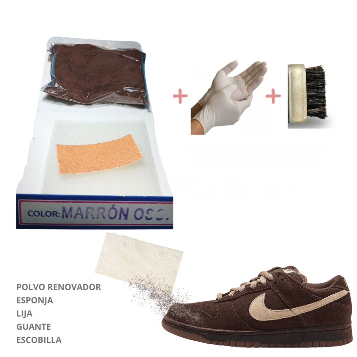 GENERICO - Tinte renovar gamuza nobuck polvo azul rojo marrón hueso caterpi kit