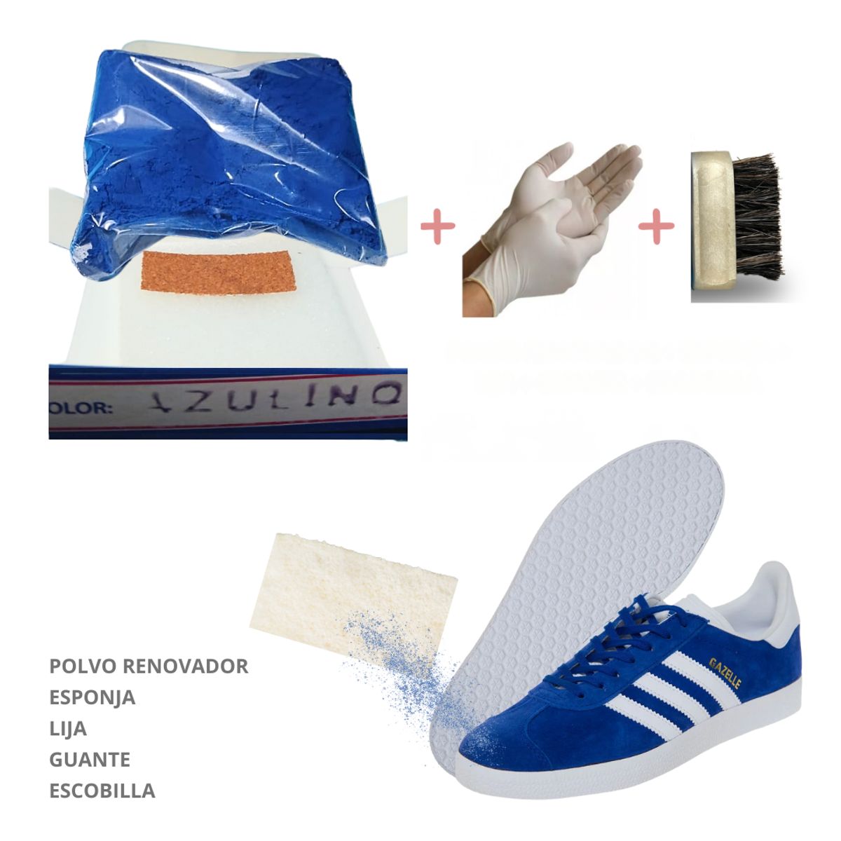 GENERICO - Tinte renovar gamuza nobuck polvo azul rojo marrón hueso caterpi kit