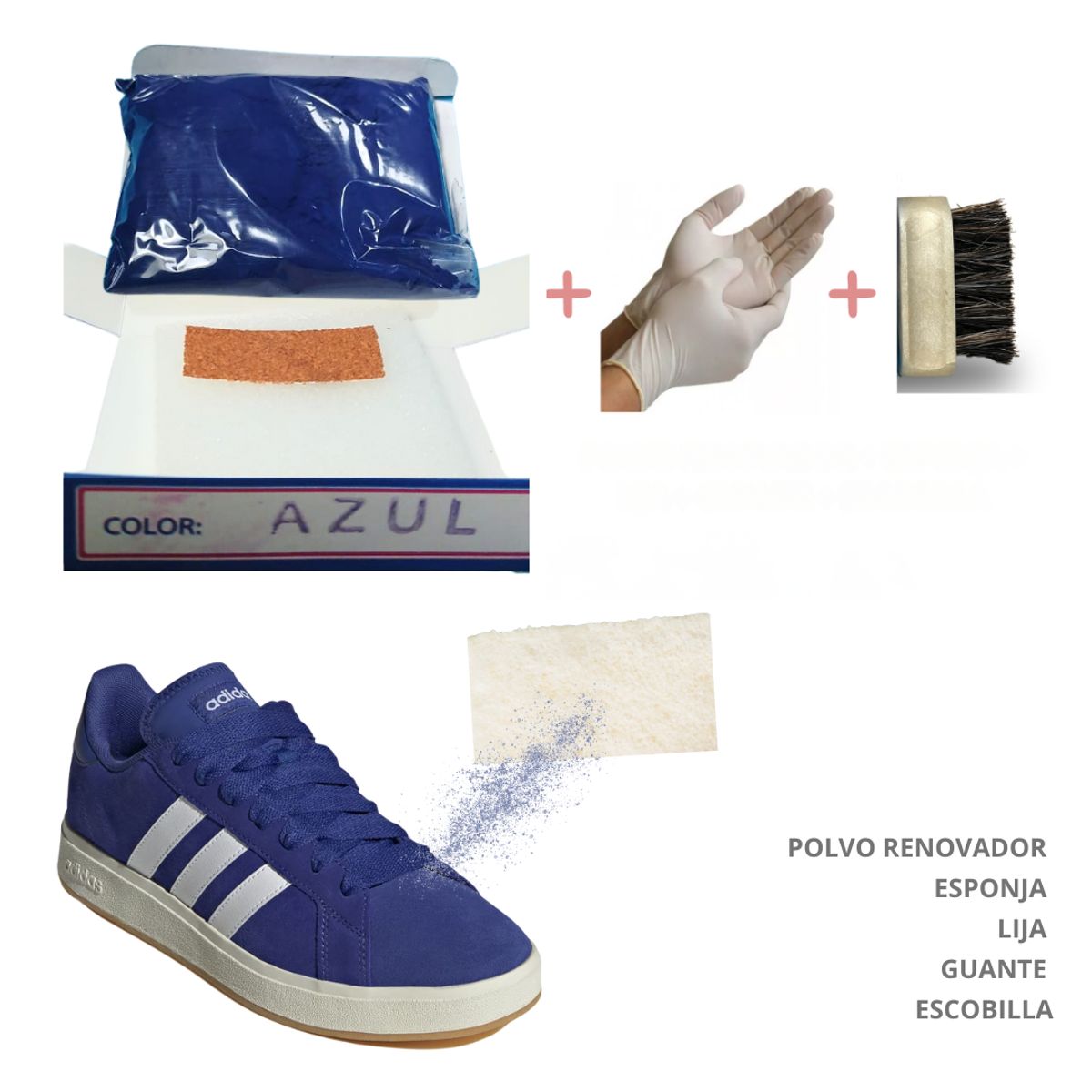 GENERICO - Tinte renovar gamuza nobuck polvo azul rojo marrón hueso caterpi kit