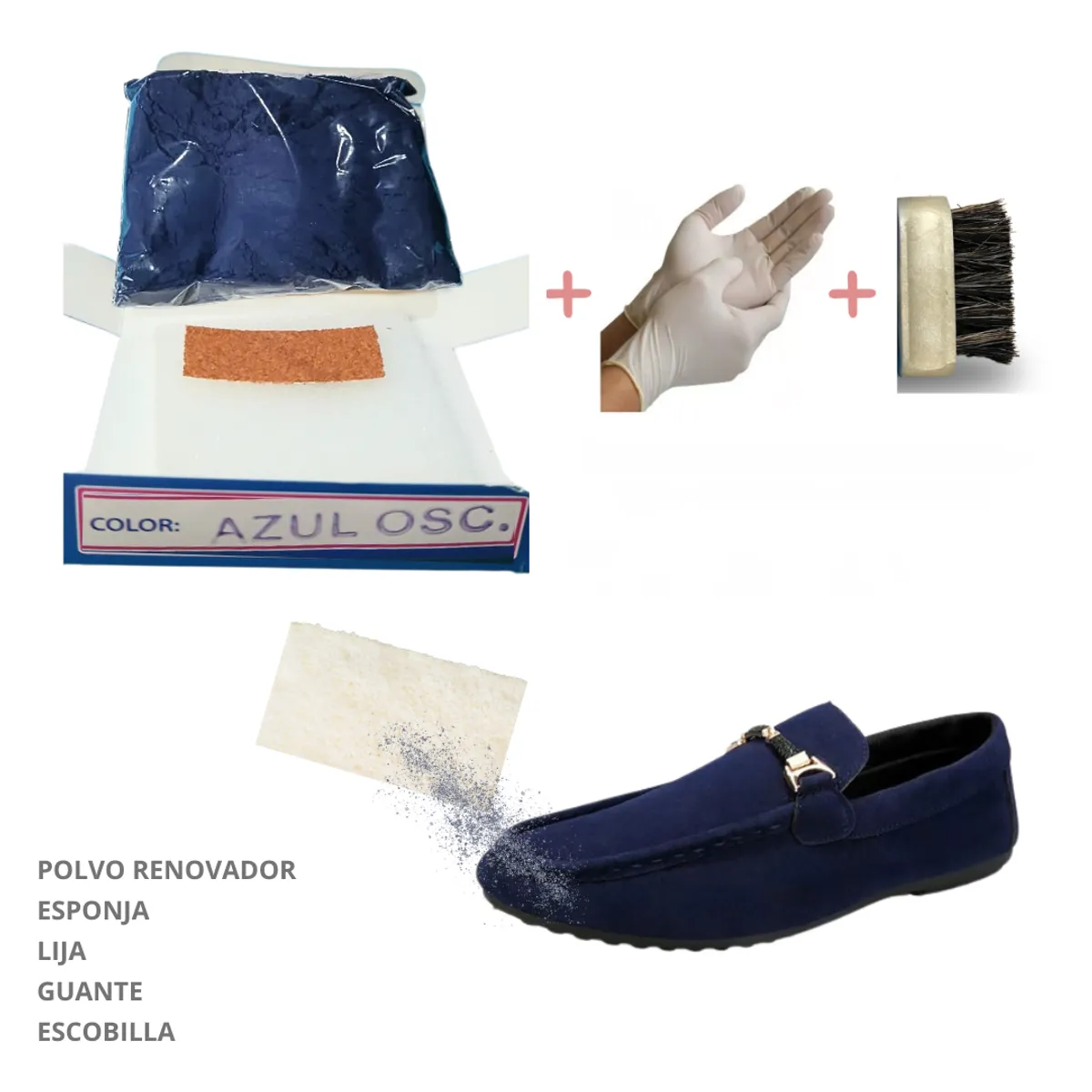 GENERICO - Tinte renovar gamuza nobuck polvo azul rojo marrón hueso caterpi kit