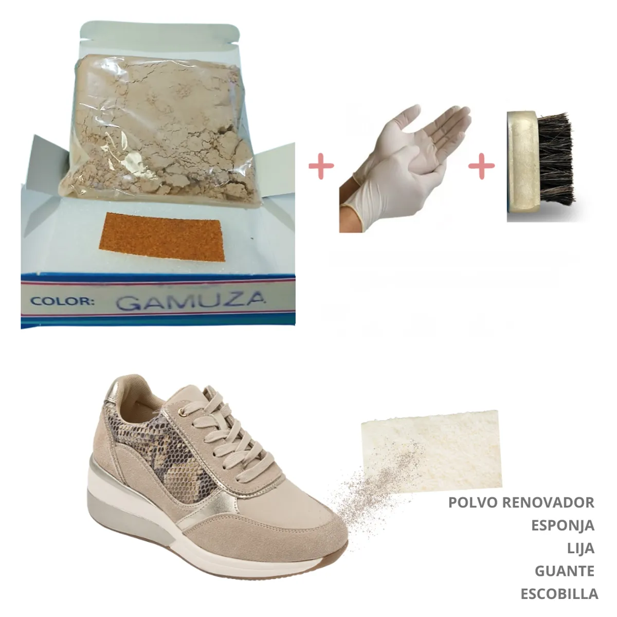 GENERICO - Tinte renovar gamuza nobuck polvo azul rojo marrón hueso caterpi kit