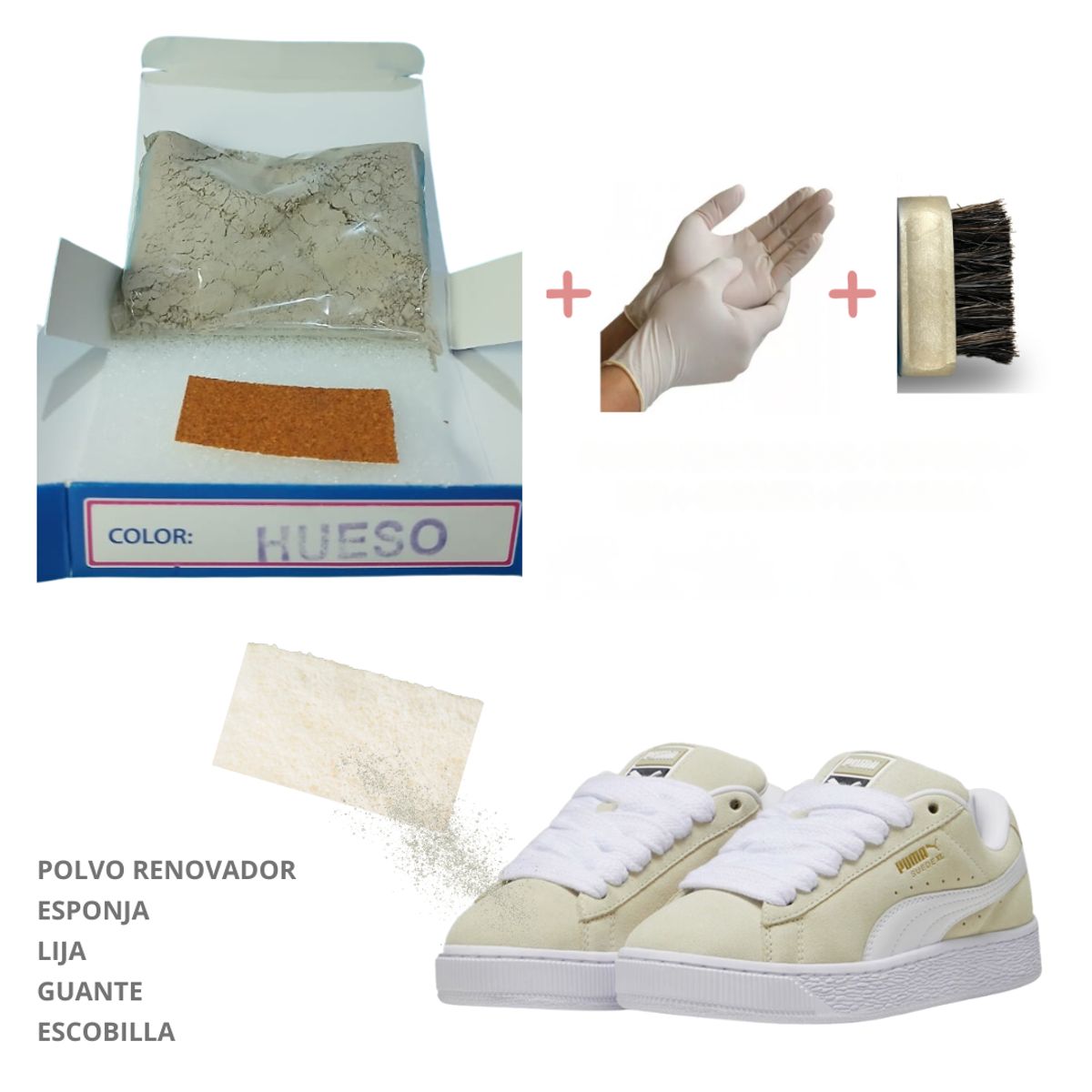 GENERICO - Tinte renovar gamuza nobuck polvo azul rojo marrón hueso caterpi kit