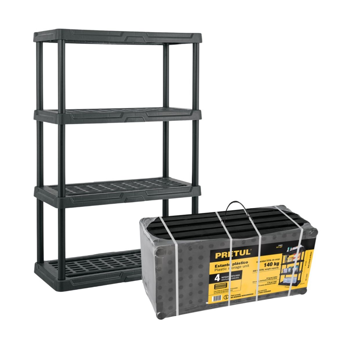 PRETUL - Estante de Plastico 4 Repisas  Pretul