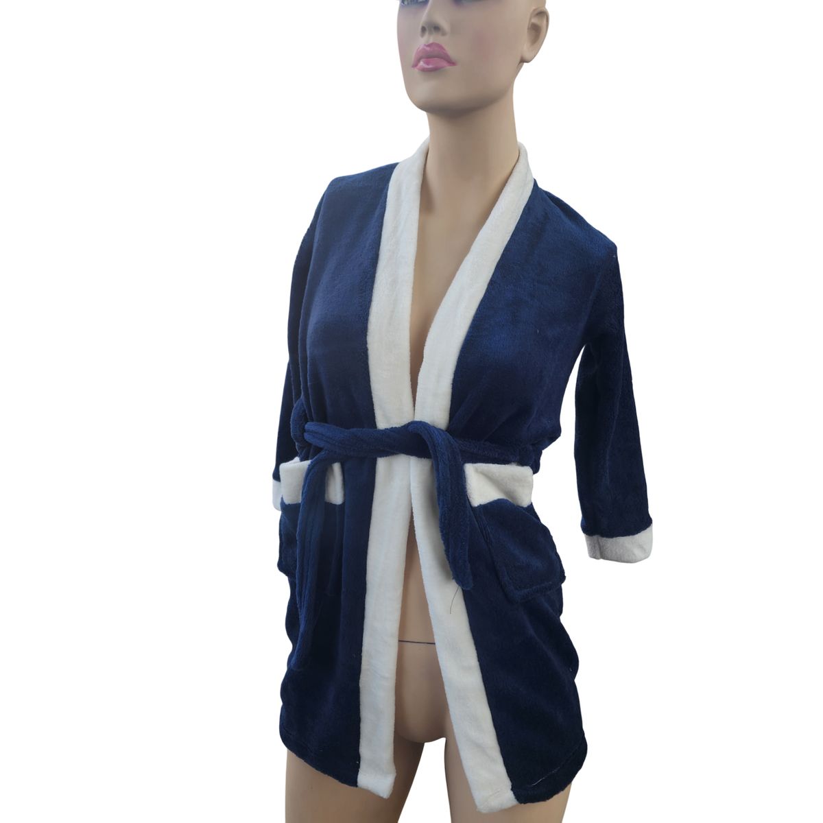GENERICO - Bata de baño absorbente suave color azul