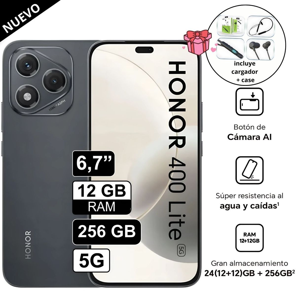 HONOR - Celular Honor 400 Lite 5g 256gb 12gb Ram Gris Oscuro