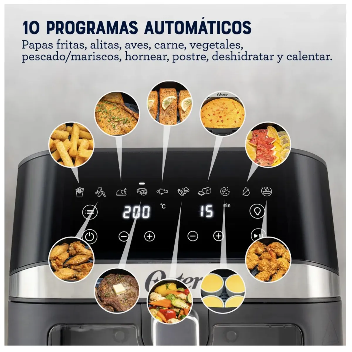 OSTER - Freidora De Aire Oster CKSTAF60WDDF Digital Diamond 6 Litros luz interna