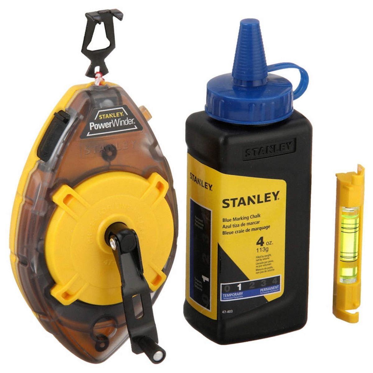 STANLEY - TIRA LINEA, 30m TIZA Y NIVEL 47-464  PowerWinder STANLEY