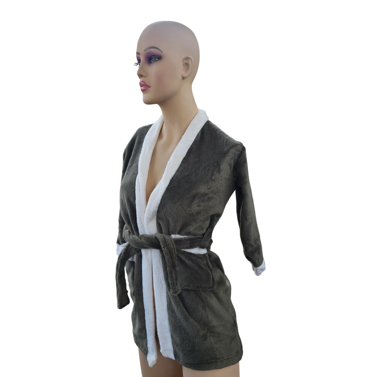 GENERICO - Bata de baño absorbente suave color Verde Oscuro