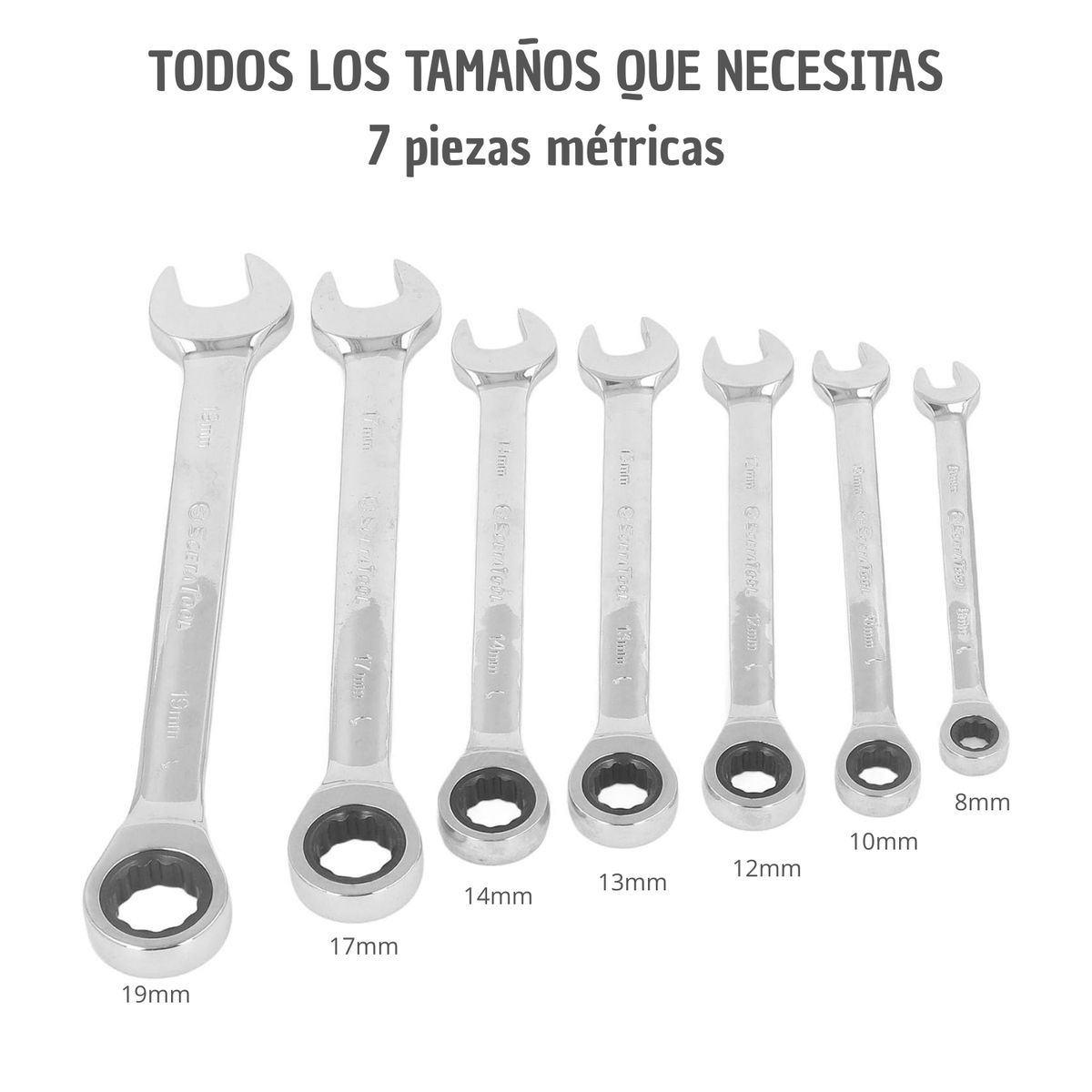 PENTHA - Juego de Llaves Mixtas Combinadas 8, 10, 12, 13, 14, 17 y 19mm