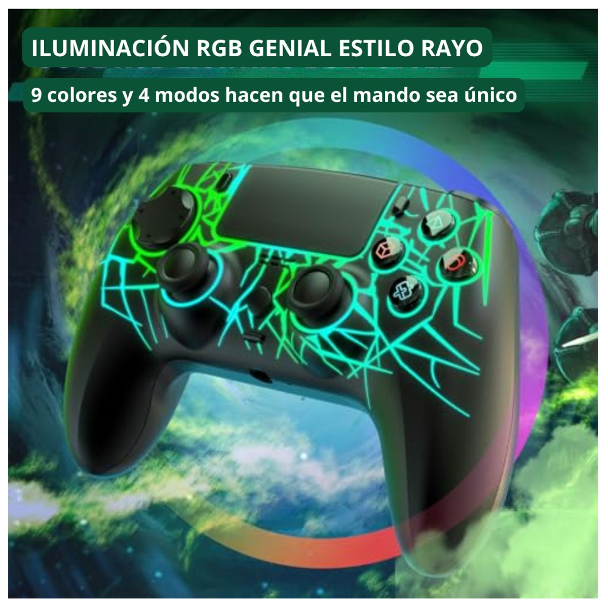 SEISA - Mando Joystick Bluetooth Para Ps4 Inalambrico Rgb PC