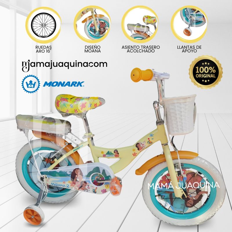 MONARK - Bicicleta Campera con Canasta Aro 16 «MOANA» Yellow