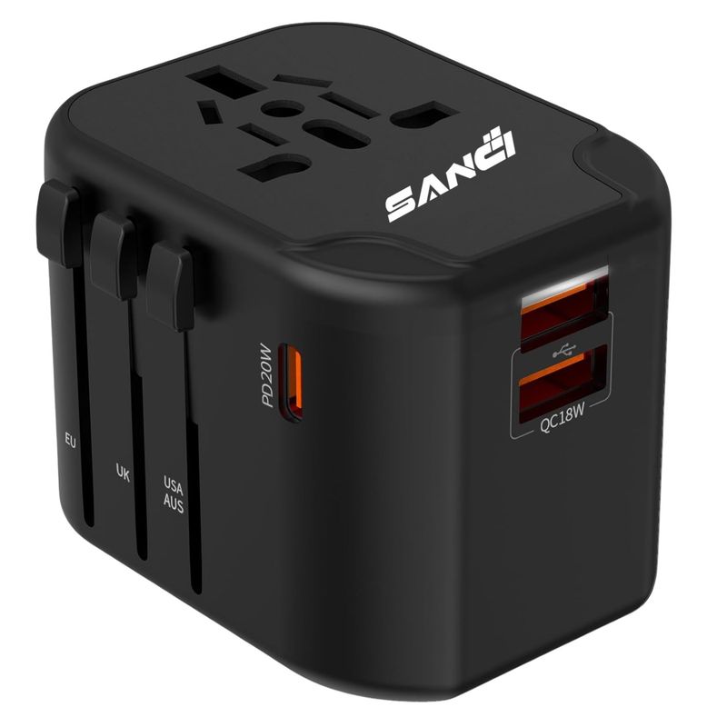 SANC - Adaptador de viaje universal enchufe de viaje para más de 200 países