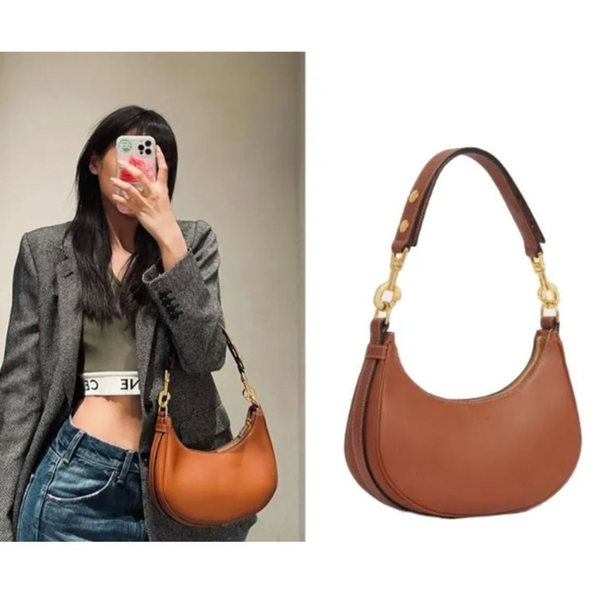 GENERICO - Bolso de hombro de luna de la luna creciente retro Media Luna