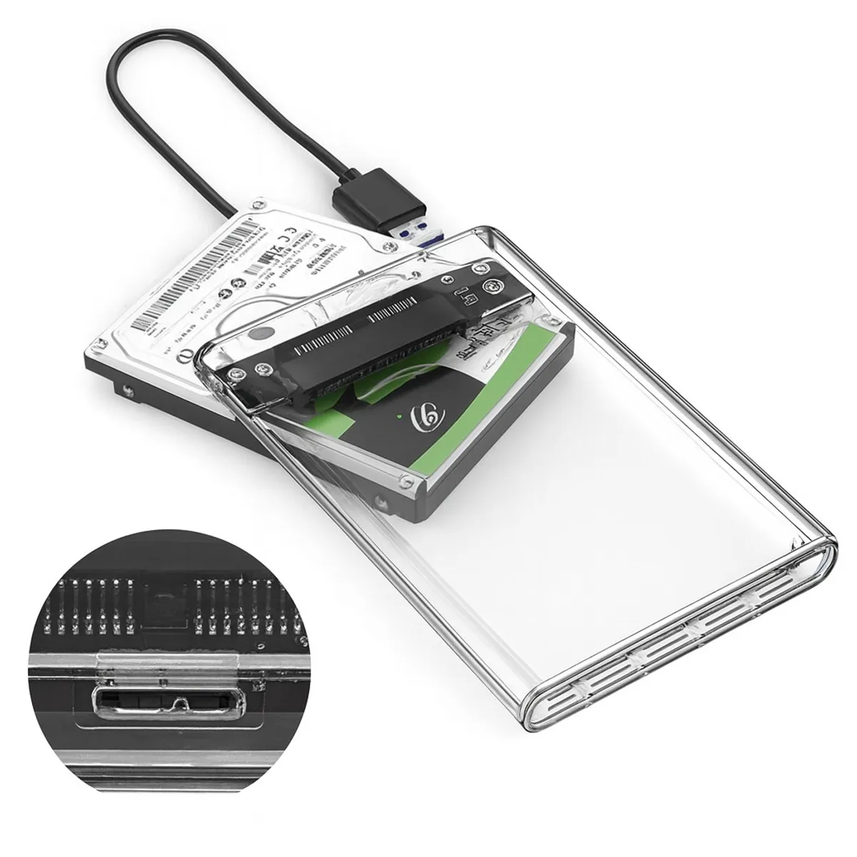 SEISA - Case Disco Duro Externo 2.5 Seisa Transparente USB 3.0 SATA SSD HDD