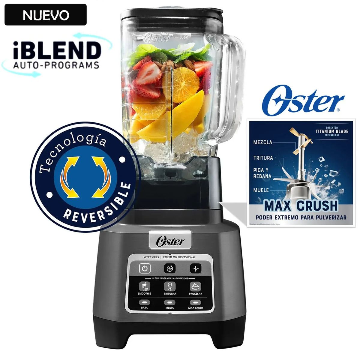 OSTER - Licuadora Xtreme Mix 2L Con Programas Automáticos Iblend BLSTXPG-BW