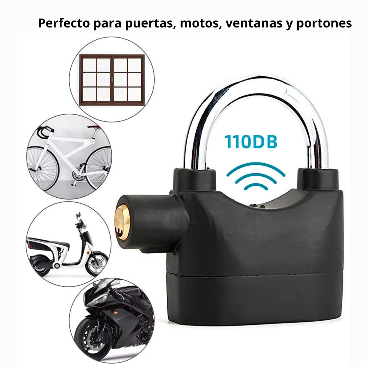 PENTHA - Candado de Seguridad con Alarma Sonora para Motos Bicicletas y más