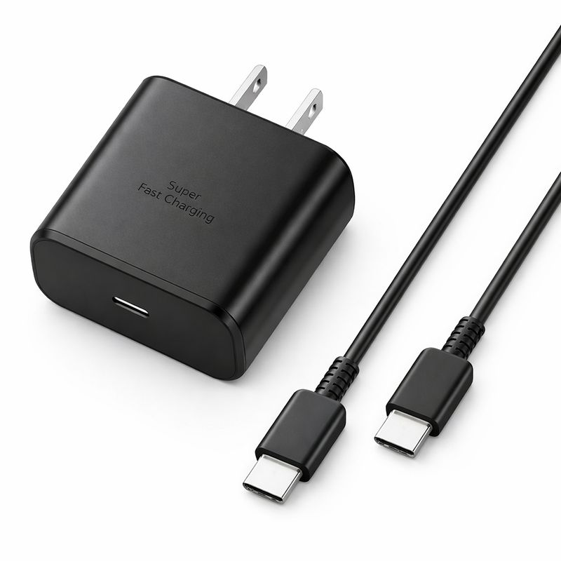 GENERICO - Adaptador de Carga Rápida 45W con Cable USB-C a USB-C Diseño Compacto