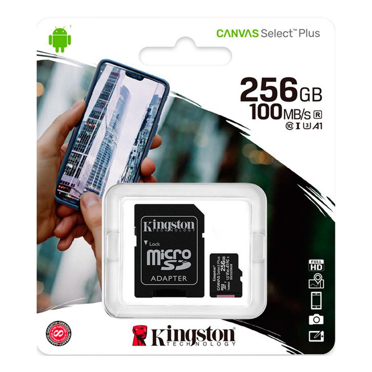 KINGSTON - Memoria Micro SD CANVAS 256GB Clase 10 100MBS