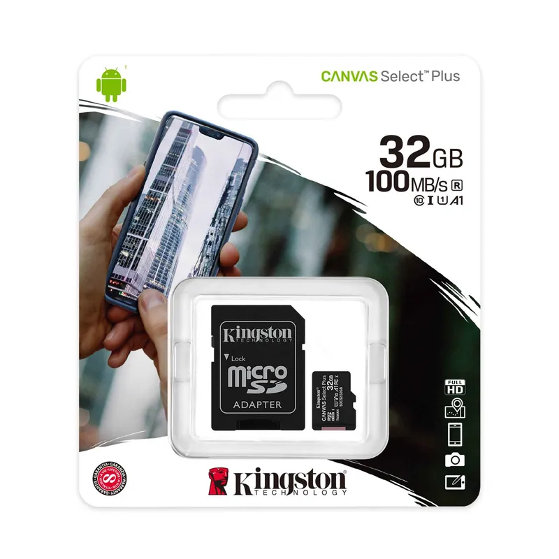 KINGSTON - Memoria Micro SD CANVAS 32GB Clase 10 UHS-I 100MBS