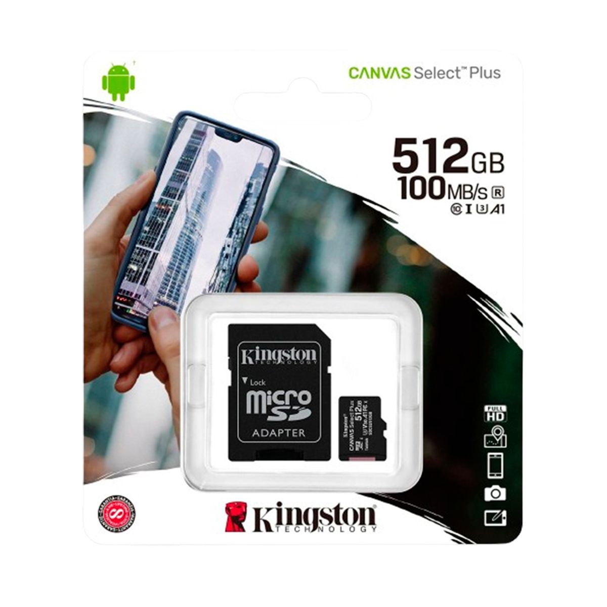 KINGSTON - Memoria Micro SD CANVAS 512GB Clase 10  100MBS