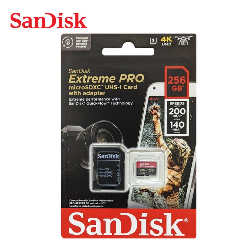 SANDISK - Memoria Micro SD Extreme Pro 256GB 4k 200Mbs A2 U3
