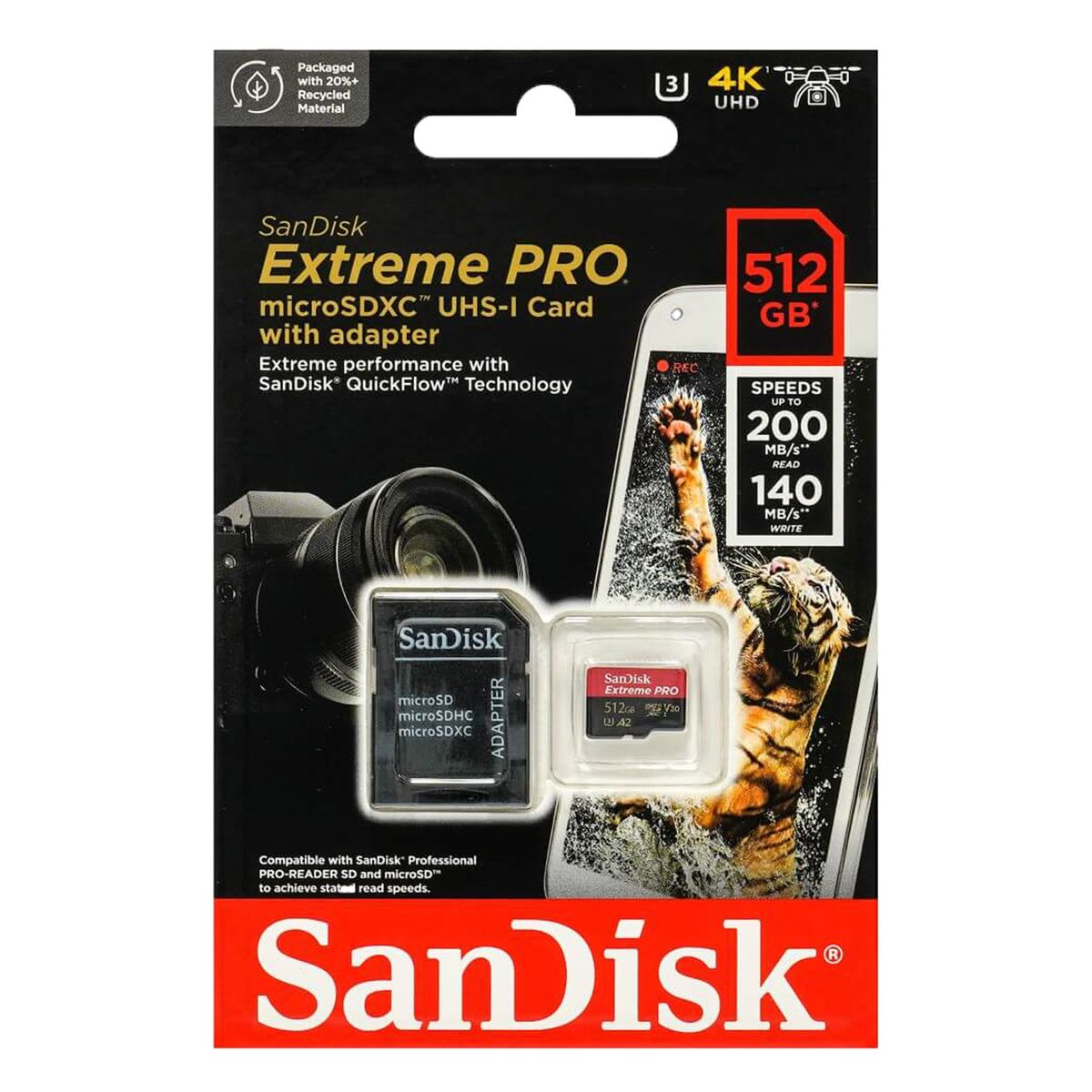 SANDISK - Memoria Micro SD Extreme Pro 512GB 4k 200Mbs A2 U3
