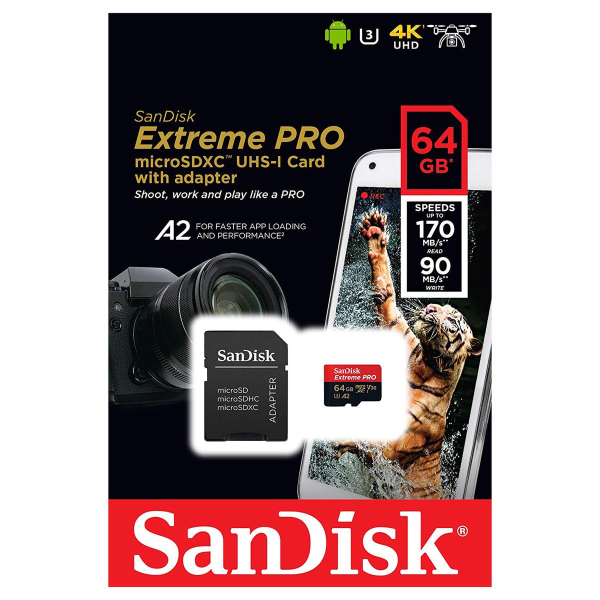 SANDISK - Memoria Micro SD Extreme Pro 64GB 4k 170Mbs