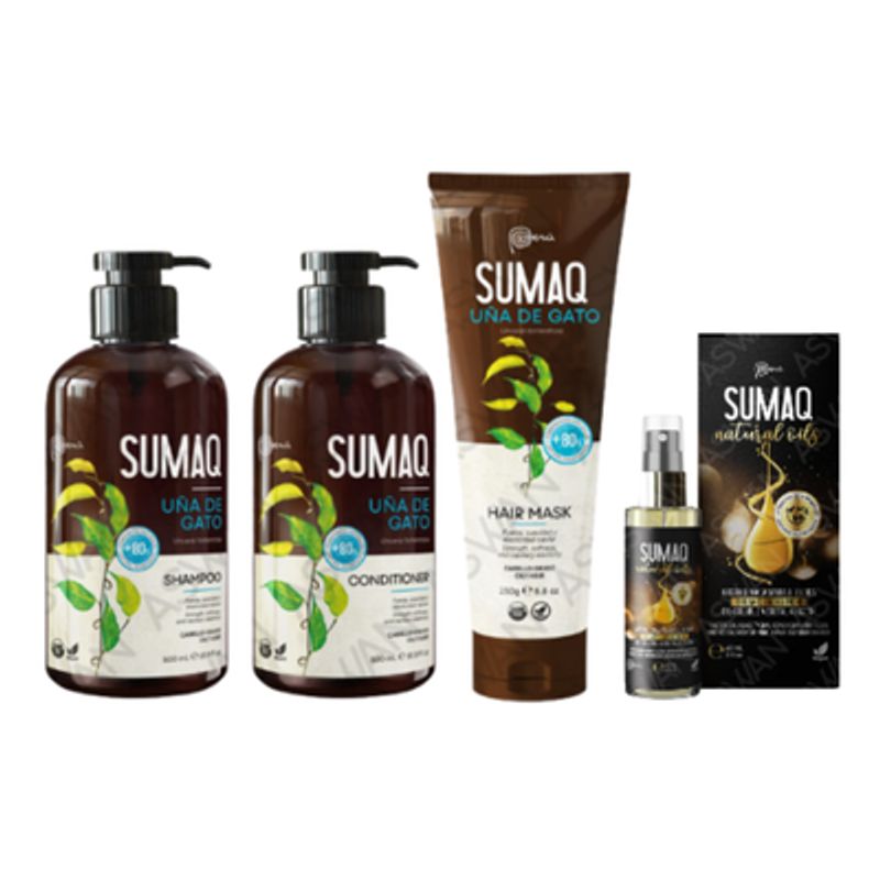SUMAQ - KIT DE UÑA DE GATO - SHAMPOO + ACONDICIONADOR + MASCARILLA + ACEITE - SUMAQ